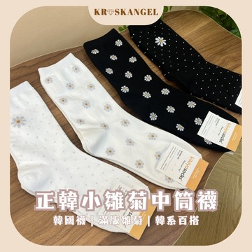 正韓國襪 襪子 中筒襪小雛菊中筒襪 花朵中筒襪 圖案中筒襪 棉質中筒襪 日常中筒襪 台灣出貨