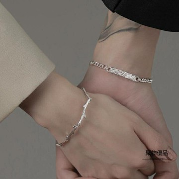 銀手鏈情侶款小眾設計禮物【聚物優品】