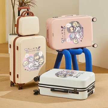 新款卡通涂鴉多功能行李箱女學生高顏值旅行箱男結實耐用拉桿箱