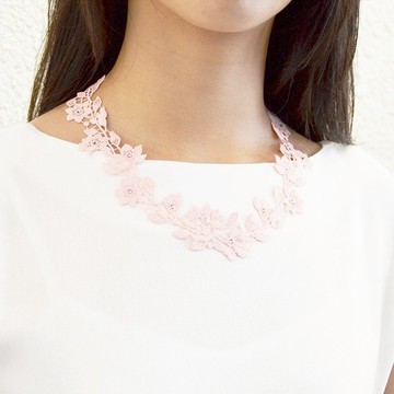 初花跳色鑽飾項鍊-粉嫩款