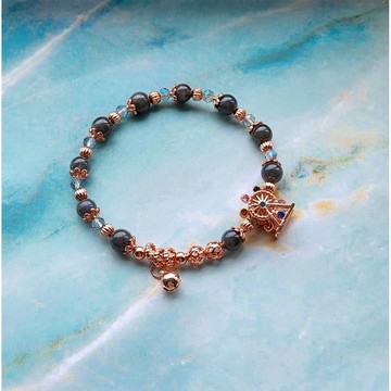 ☆星空燦爛水晶☆104.黑拉長石圓珠5~6m+ 摩天輪 彈力繩款 ♡15手圍