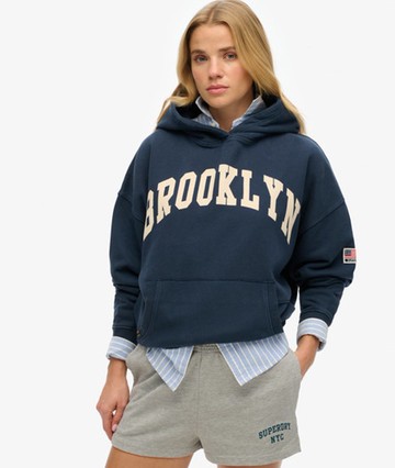 Superdry Women's Athletic Essentials Relaxed Hoodie Navy Size: 4