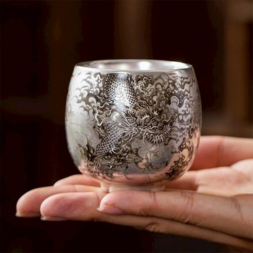 【BRAVOMART HOME】銀質手繪墨龍茶盞禮盒 升遷禮 商務送禮 禮物獨家 新品上市 入厝禮