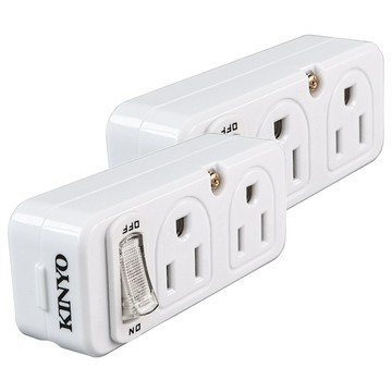 Kinyo 節電1開4插分接器 2孔/3孔  51mm  白色  2個