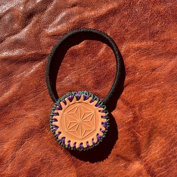 -六角麻葉- 編織縫線皮革髮圈