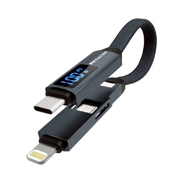 【MEGACOM】 2in1Charge 100W PD快充傳輸線 灰色/銀色