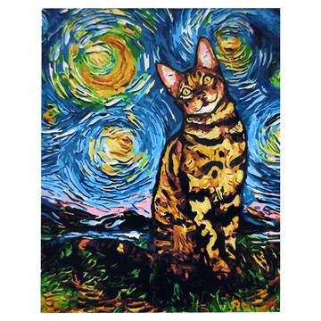 ArtLife 藝術生活 數字油畫DIY DT067 50 x 40cm  星夜貓  1組