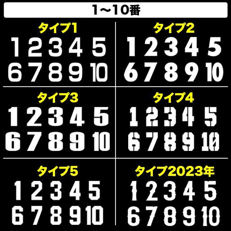 10番号分セット ヘルメット 番号 数字 ナンバー ステッカー