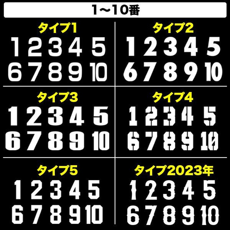 10番号分セット ヘルメット 番号 数字 ナンバー ステッカー シール 