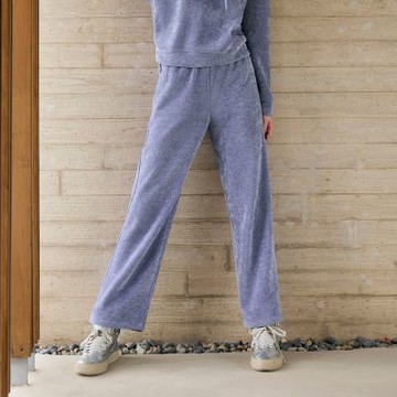 ILEY伊蕾 亮蔥花紗紋絨感鬆緊直筒寬褲(紫；M-2L)