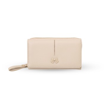 Ribboné 柔霧翻蓋零錢長夾-奶茶色  女夾 人氣女用皮夾 情人節禮物