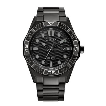 CITIZEN 星辰 GENTS 光動能 黑鋼浪紋錶盤潮手錶AW1855-52E 附提袋