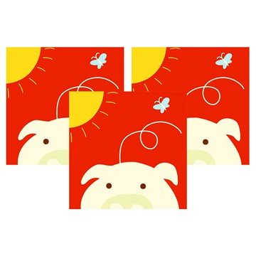 兒童數字油畫  豬豬 紅色  3個
