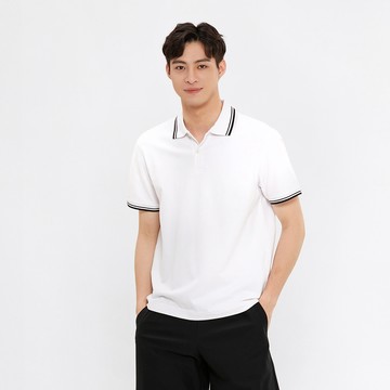 Hang Ten- 韓款織帶短袖POLO衫-男(白色)