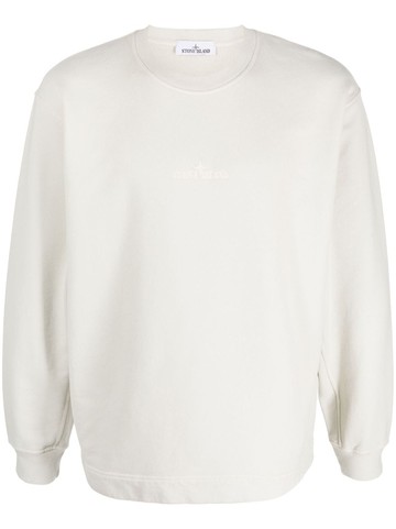 Stone Island - logo-embroidered cotton sweatshirt - men - Cotton - S - Neutrals