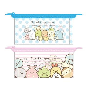 【第2件0元】角落生物-小夥伴 透明三角筆袋-藍/粉