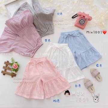 🌈簡約輕鬆紋路寬褲✨兒童造型壓紋寬褲 5-17