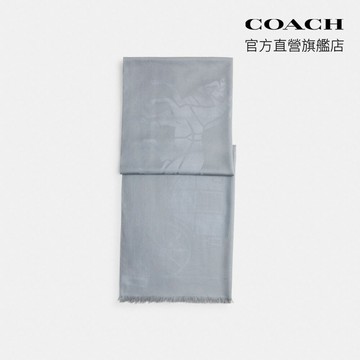 【COACH】JUMBO 馬車圖案披肩-灰藍色(CQ719)｜官方直營