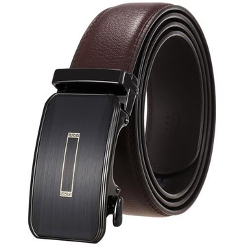 棕色男士自動扣商務休閑真皮腰帶