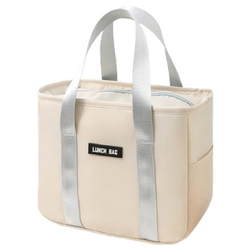 iSFun 日式恬淡 大容量手提保冷保溫便當包  23 x 20 x 14cm  米色  1個