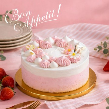 ［快速出貨］【艾立蛋糕】草莓牛奶冰淇淋蛋糕5吋