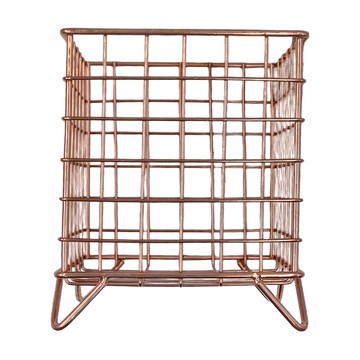 方形角座收納籃(玫瑰金) 尺寸16.5x13x13cm  1個