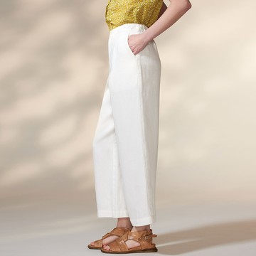 進口純麻口袋直筒褲