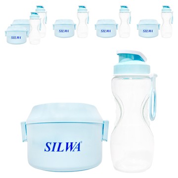 SILWA 西華 不銹鋼玻璃禮盒組 R3400 + R300  圓形餐盒 + 玻璃水瓶  6組