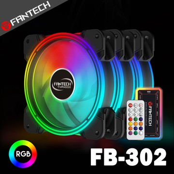 FANTECH  雙光圈遙控RGB燈效電腦風扇套組(FB-302)