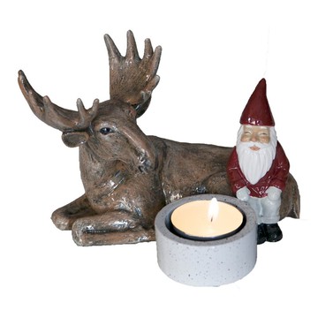 瑞典HARVESTTIME-聖誕老人與麋鹿燭台 15.5x11,5x10.5CM