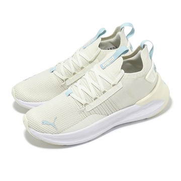 Puma 慢跑鞋 Softride Symmetry Fuzion Wns 女鞋 米白 藍 襪套 緩衝 運動鞋 31046003