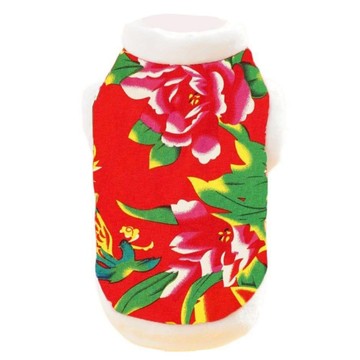 摩達客 變身系列 寵物新年喜洋洋大花棉襖背心 中小型犬貓適用  1個  紅色  XL