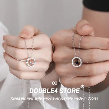 【DOUBLE4】情侶項鍊 一對 立體星鑽 永恆象徵 生日 節慶 不退色 韓系 蹦迪 穿搭 男項鍊 男女 C75