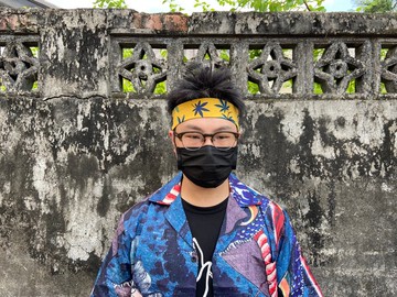 男生頭帶 / 一片式髮帶 / 很大的麻葉 - 黃