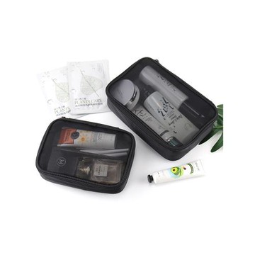 簡約網紗化妝包女透明大容量防水洗漱袋小號便攜方形化妝品收納包