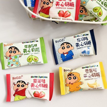精品甄選🚀蠟筆小新散裝水果味夾心糖零食喜糖滿月升學卡通糖果批發