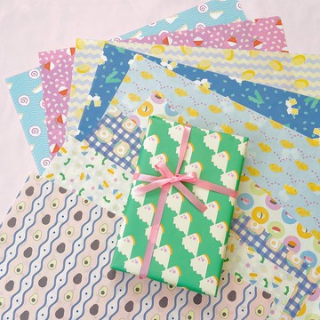 // A3 10 張組合 // 10 種食物包裝紙 - 流行色編 -