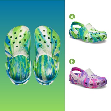 Crocs 卡駱馳 (童鞋)經典夜光大理石花纹小童克駱格-藍色/七彩色-210720-4TL