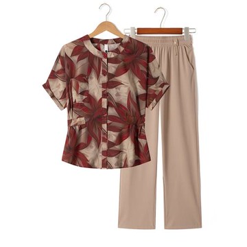 媽媽裝夏款小衫套裝中老年女夏季2025新款氣質減齡顯瘦薄款兩件套