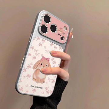 碎花兔子 小羊皮大視窗 手機殼 適用於 三星S26 25 S24 S23 S22 S21 Note20 A56 A17