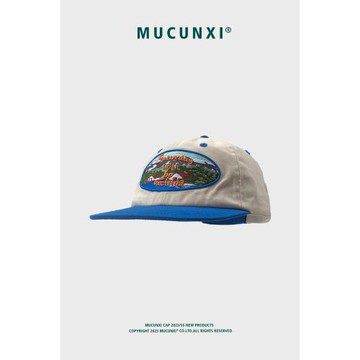 韓國小眾平沿帽男女重工刺繡街頭軟頂棒球帽寬沿顯臉小嘻哈帽潮牌