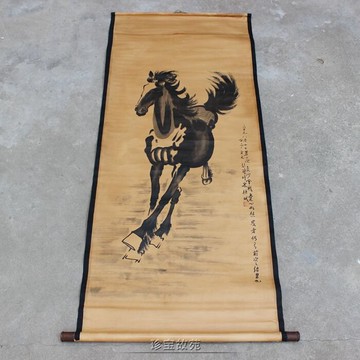 仿古中堂畫字畫影視道具卷軸畫徐悲鴻馬圖書房辦公室中堂裝飾掛畫