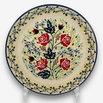 波蘭手繪手工陶-圓盤 18cm 薔薇花束系列 設計師款