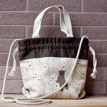 三合一肩背/斜背/手提束口水桶包 ~ 北極熊(A61)