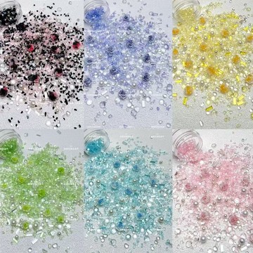 🚚台灣出貨🚚 【夏日限定】超仙氣卡磚卡套流麻材料不規則晶透碎石風暴軟花配件