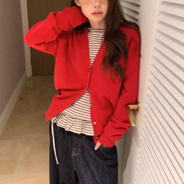 正韓罩衫 針織短版外套FOM1088-創翊韓都