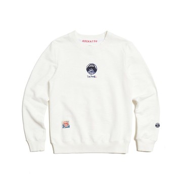 江戶勝 日系 男裝 加大碼 經典毛巾繡印花長袖T恤(米白色) #上衣