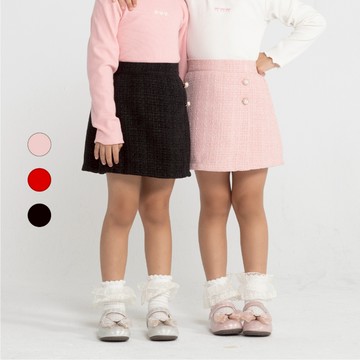 50% Fifty Percent｜愛心釦小香風短褲裙【童裝】｜02413160002