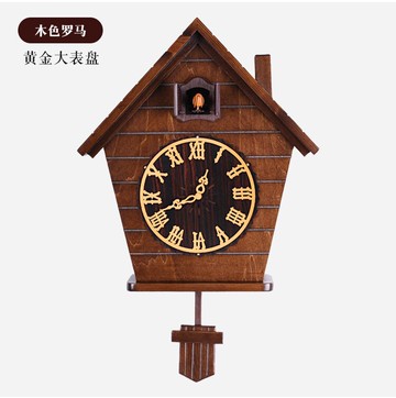 現代簡約實木布谷鳥掛鐘咕咕鐘靜音智能報時時鐘兒童房客廳鐘表