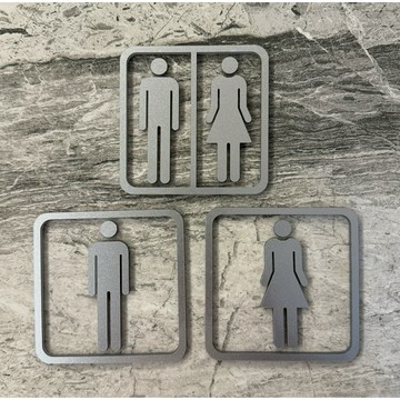 亮銀色鏤空壓克力廁所標示牌 指示牌 歡迎牌 商業空間 開店必備 創意 低調奢華 厚實 洗手間